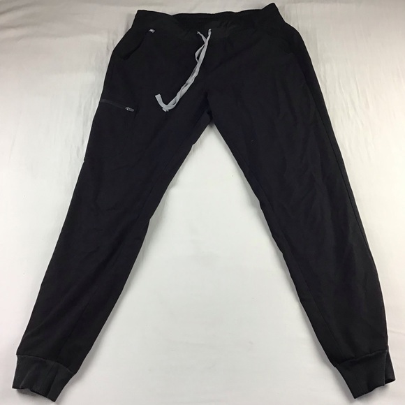 Figs Pants - FIGS Black Zamora Jogger Scrub Pants Medical Slim Fit Elastic Waist Size L